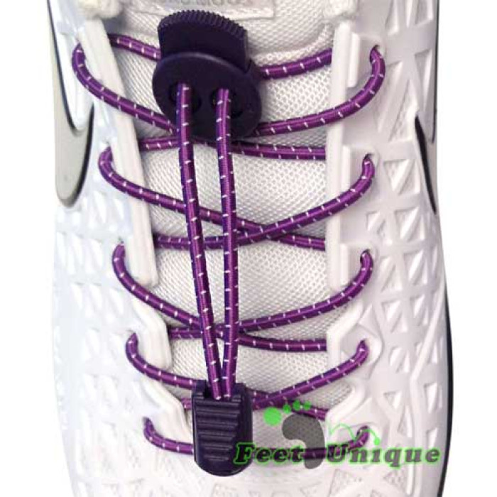 Elastische, violett gestreifte Schnürsenkel mit Verschluss